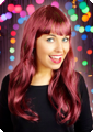 Long wig with fringe bordeaux