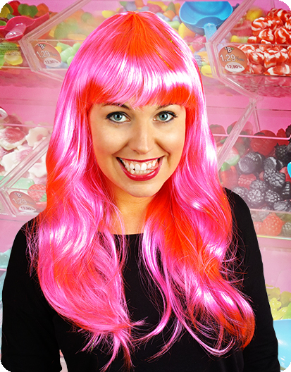 Long wig with fringe bright pink