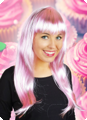 Long wig with fringe light pink
