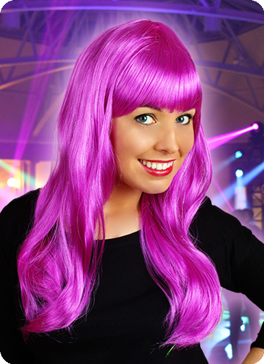 Long wig with fringe purple