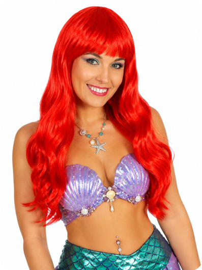 Long wig with fringe red