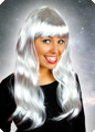 Long wig with fringe silver