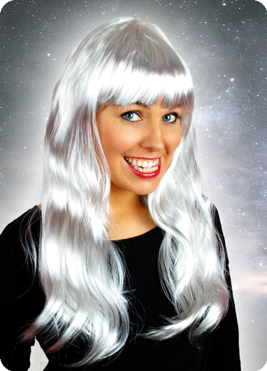 Long wig with fringe silver