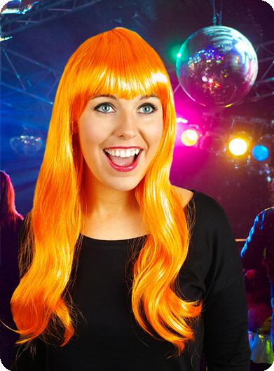 Long wig with orange fringe