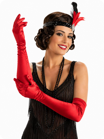 Longs gants rouges