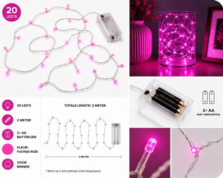 Lumières LED 4 mètres 40 lumières Fuchsia