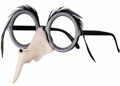 Lunettes avec nez de sorcière et sourcils de plumes noires