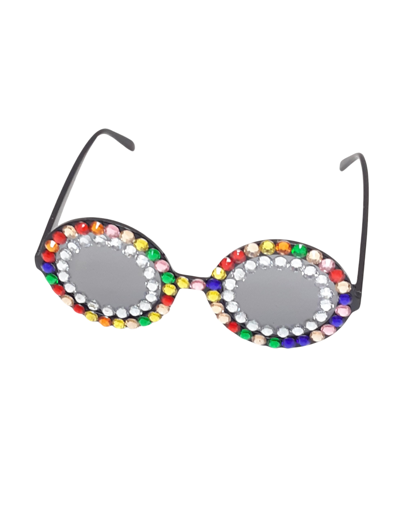 Lunettes de disco avec des pierres colorées.
