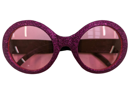 Lunettes de fête disco en paillettes fuchsia