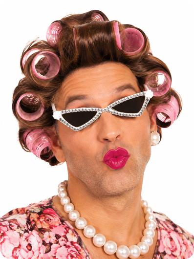 Lunettes disco brillantes avec strass de Dame Edna