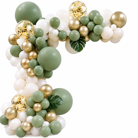 Luxe ballonnen boog set groen/goud/wit