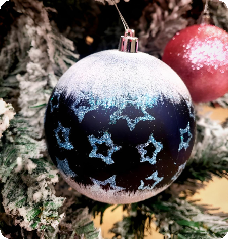Luxe glitter grote Kerstballen blauw/wit/zilver 6 stuks