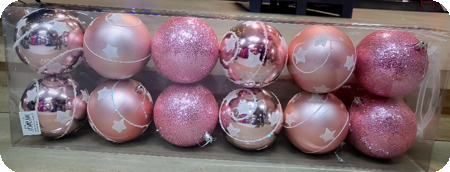 Luxe glitter grote Kerstballen roze 12 stuks