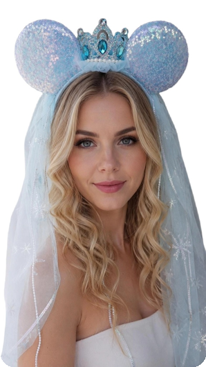Luxe minnie diadeem met sluier blauw