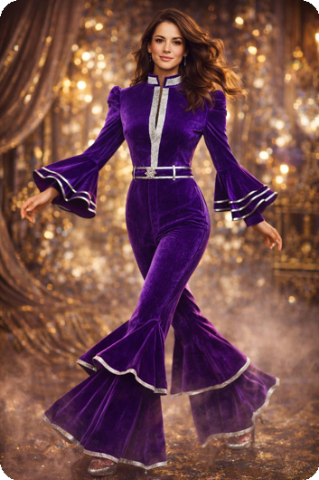 Luxe paarse disco jumpsuit Nicole