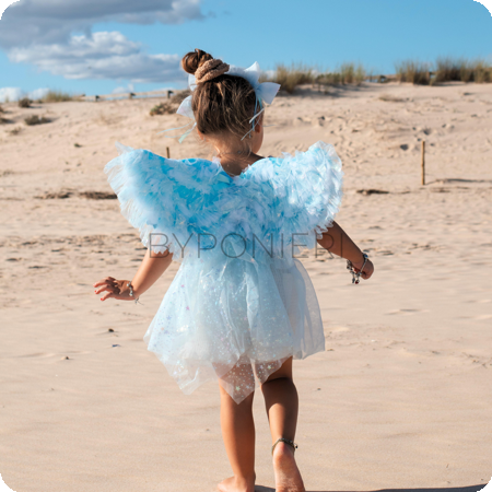 Luxe Set vleugels met rokje en diadeem blauw met lichtjes