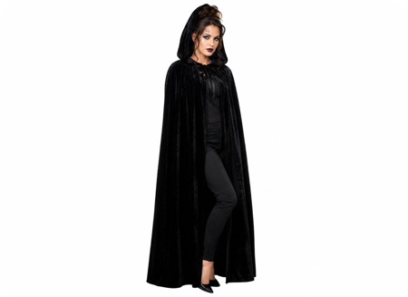 Luxe Zwarte cape in fluweel / velvet
