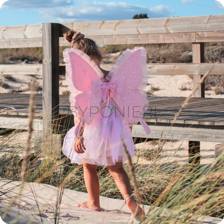 Luxurious wings with a light pink skirt