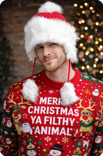 Luxury Christmas hat made of wool with faux fur