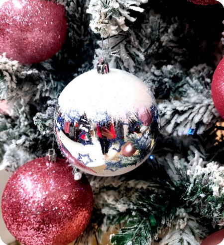 Luxury glitter large Christmas balls blue/white/silver 6 pieces