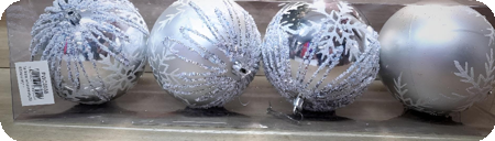 Luxury glitter silver large Christmas balls 4 pieces