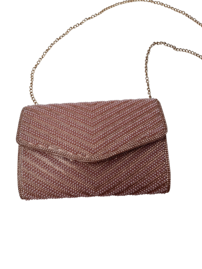 Luxury handbag in old pink with rhinestones