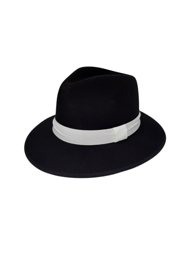Luxury mafia hat black with white ribbon
