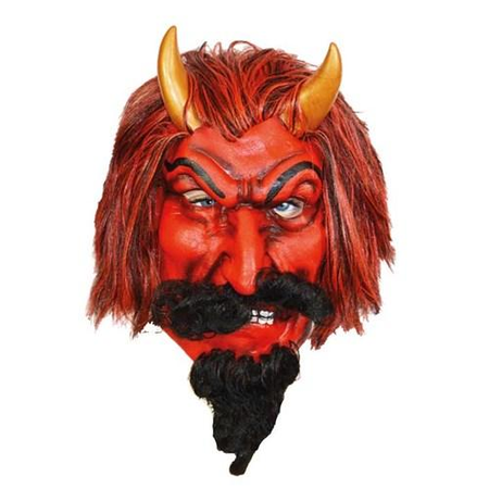 Masque de visage du diable avec des cornes et une barbe