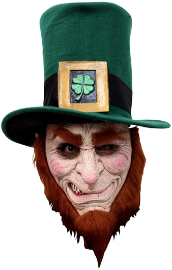 Masque en latex de lutin irlandais avec chapeau