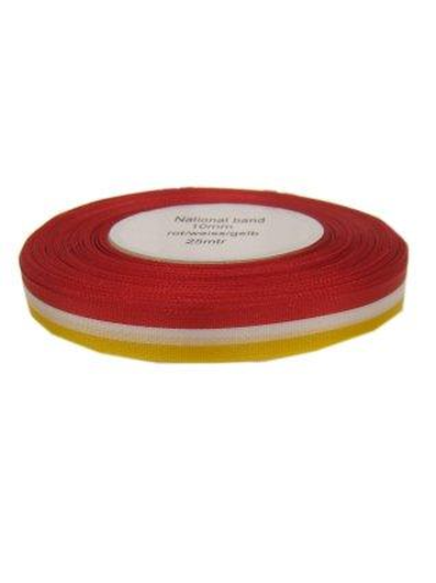 Medal ribbon red/white/yellow 10 mm. per 25 meters on roll