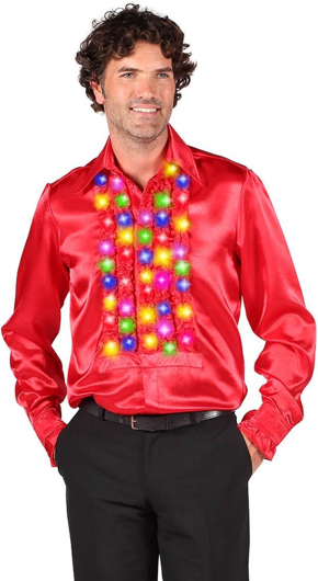 Men's disco shirt with red lights