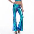 Metallic disco party broek turquoise