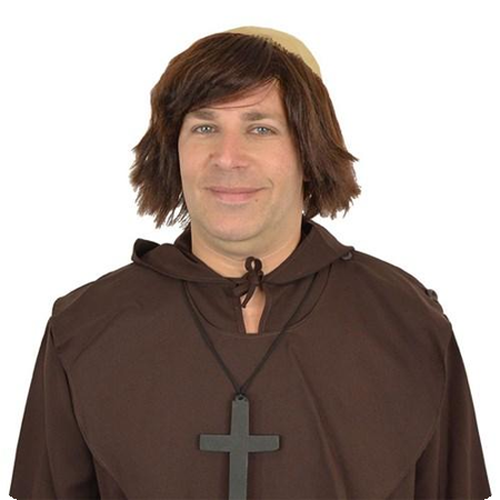 Monk wig with brown hairline