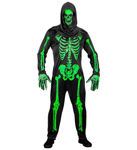 Neon green skeleton costume for adults.