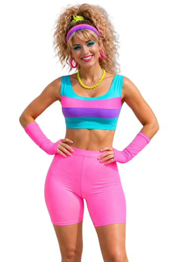 Neon Roze Sportbroek - 80s Aerobics Style