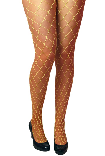 Net panty extra grote gaten fluogeel