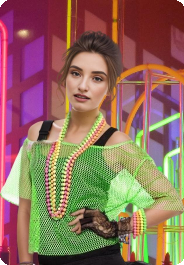 Net shirt jaren 80 fluo groen