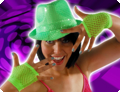 Nethandschoenen kort fluogroen