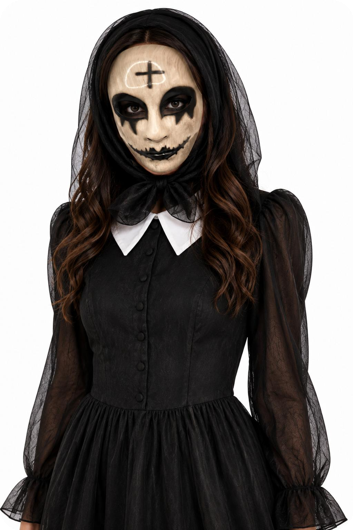 Non scary nun Halloween mask