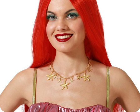 Ocean Theme Golden Mermaid Necklace with Stars