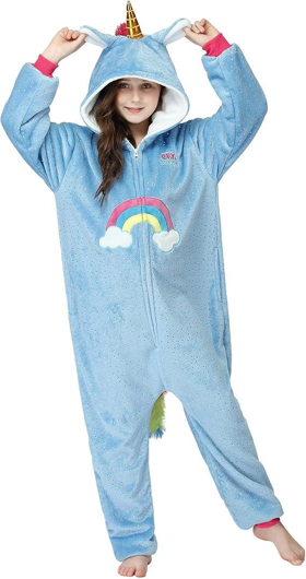 Onesie eenhoorn glitter blauw/regenboog kinderen