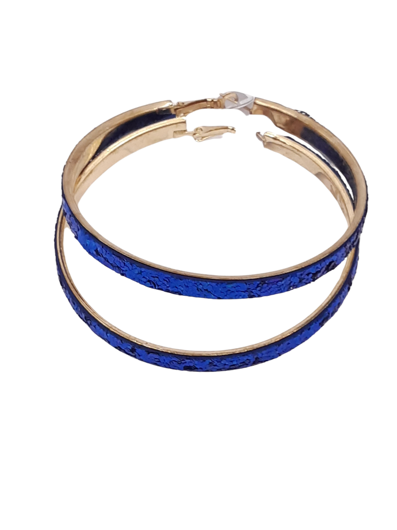Oorbellen grote ring glitter Blauw
