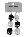 Oorbellen halloween skulls black/white