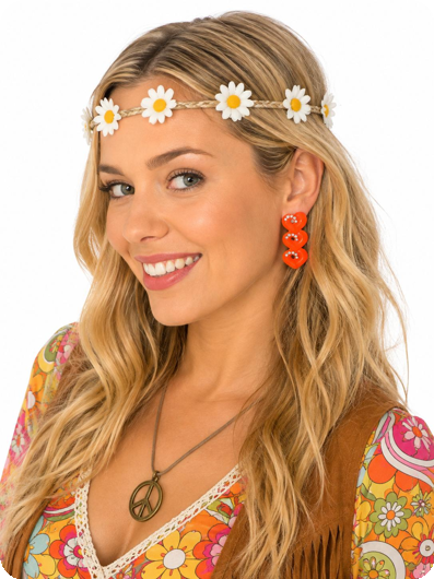 Oorbellen hearts oranje met steentjes