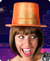 Orange chapeau haut de forme scintillant