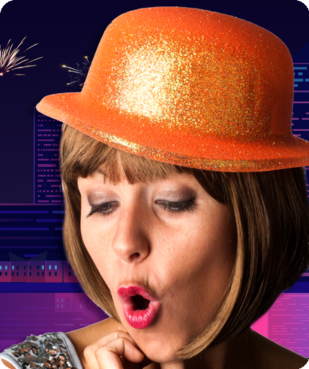 Oranje Glitter Bolhoed funky color