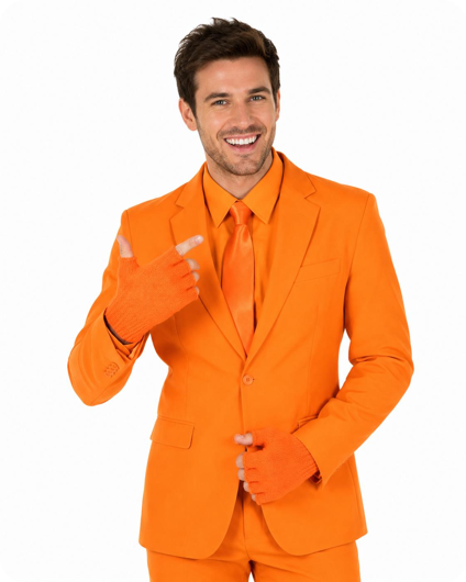 Oranje Handschoenen zonder Vingers - Gebreid