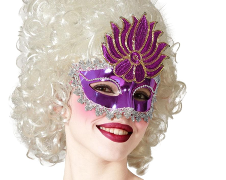 Paars venetiaans oogmasker met glitter