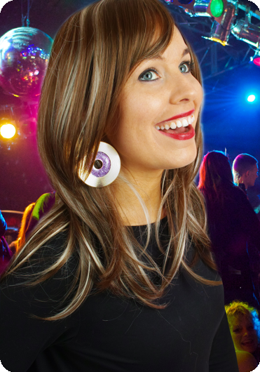 Paarse disco plaat oorbellen