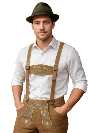 Pantalon en cuir Lederhosen taupe brun en Tyrol